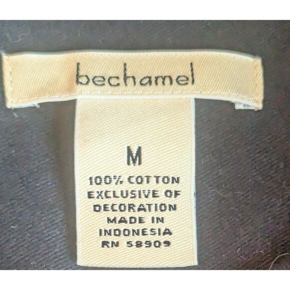 Bechamel Black Floral Embroidery Button Down Shirt Blouse Medium - Picture 3 of 6